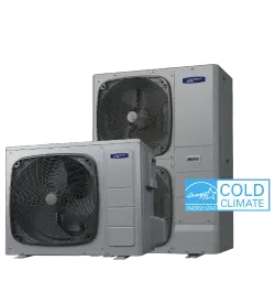 Armstrong Air A7SCP18V compact heat pump outdoor units with Cold Climate badge
